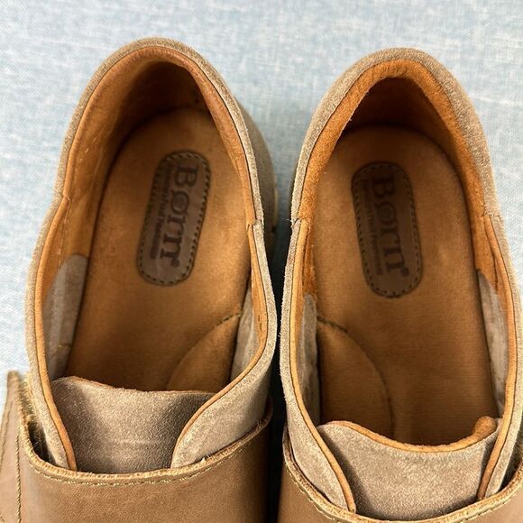 Born Morganite Gray Leather Strap Slip On Shoes Size 9.5 - Picture 8 of 9